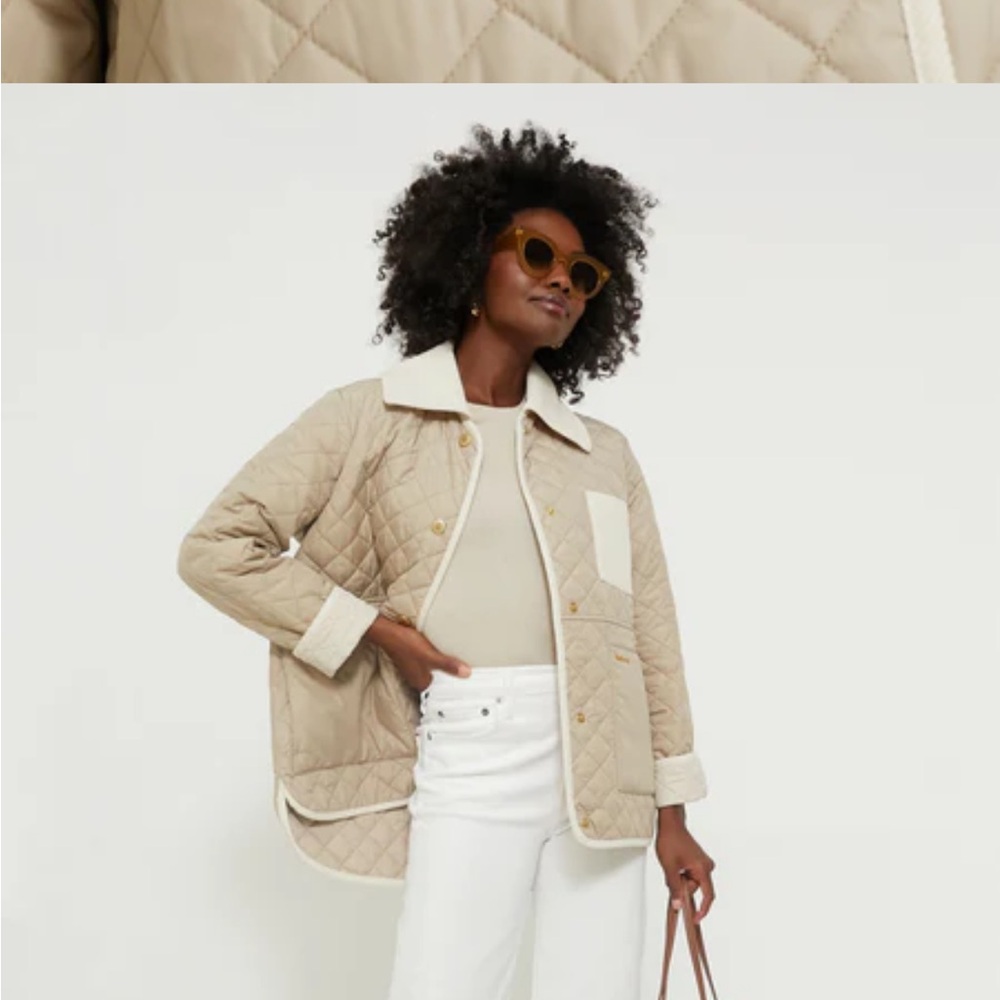 BARBOUR Light Sand Fleur Quilted Jacket size US 6